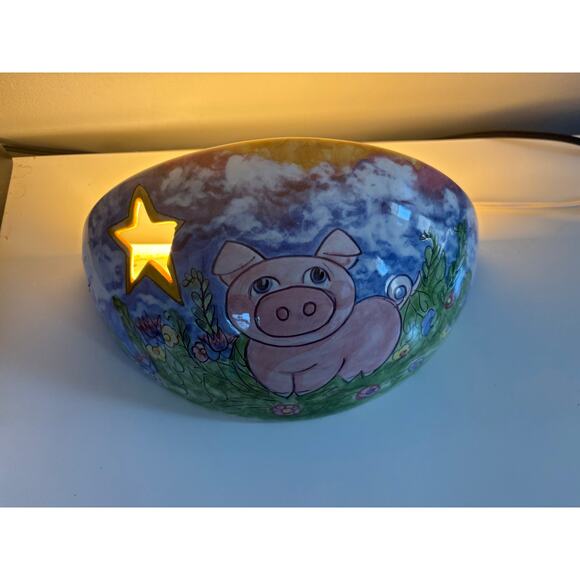 2000 Wall Hanging Pig Lamp Signed - Picture 3 of 4